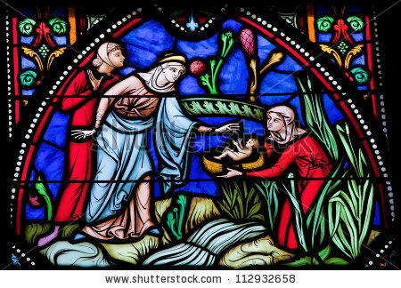 baby Moses stained glass